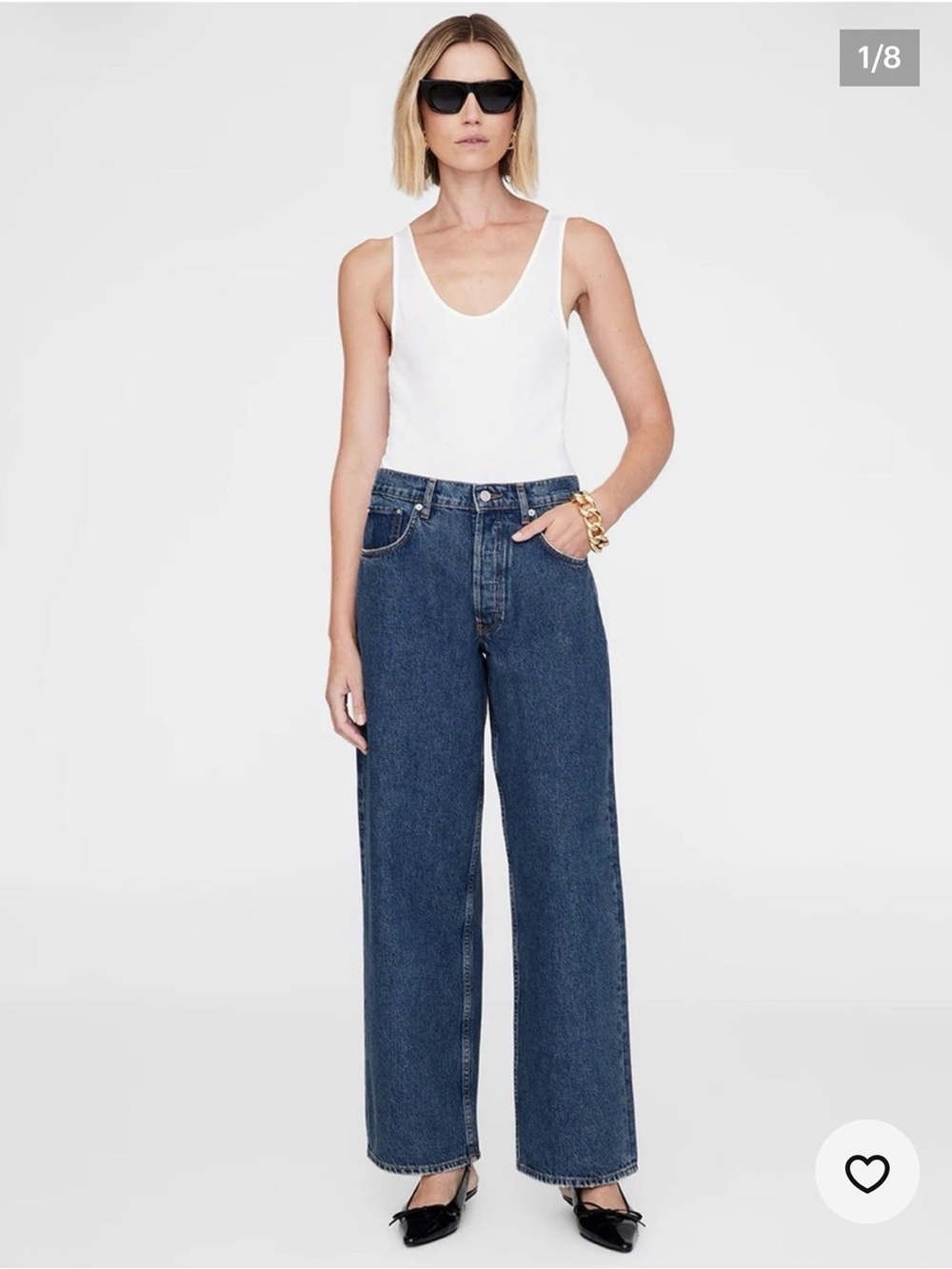 Anine Bing Manon Wide Leg High-Rise Women's Jeans in Dark Blue